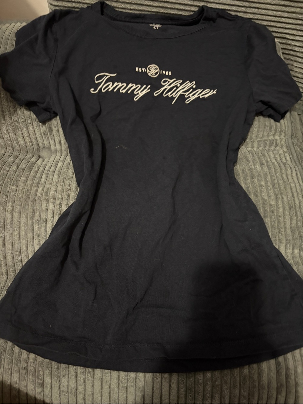 Tommy Hilfiger Navy Script Logo Short Sleeve Tee